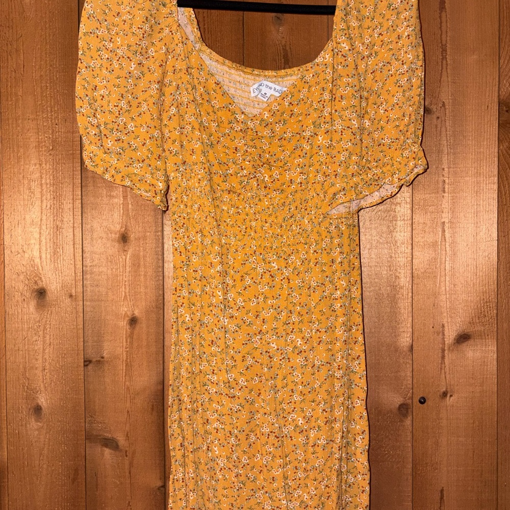Mustard Yellow Floral Mini Dress